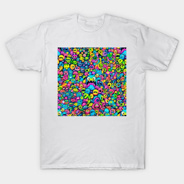 Colorful Monster Pattern design #1 T-Shirt by Farbrausch Art